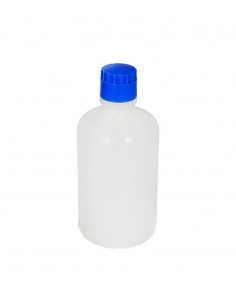 Botella de tapón azul