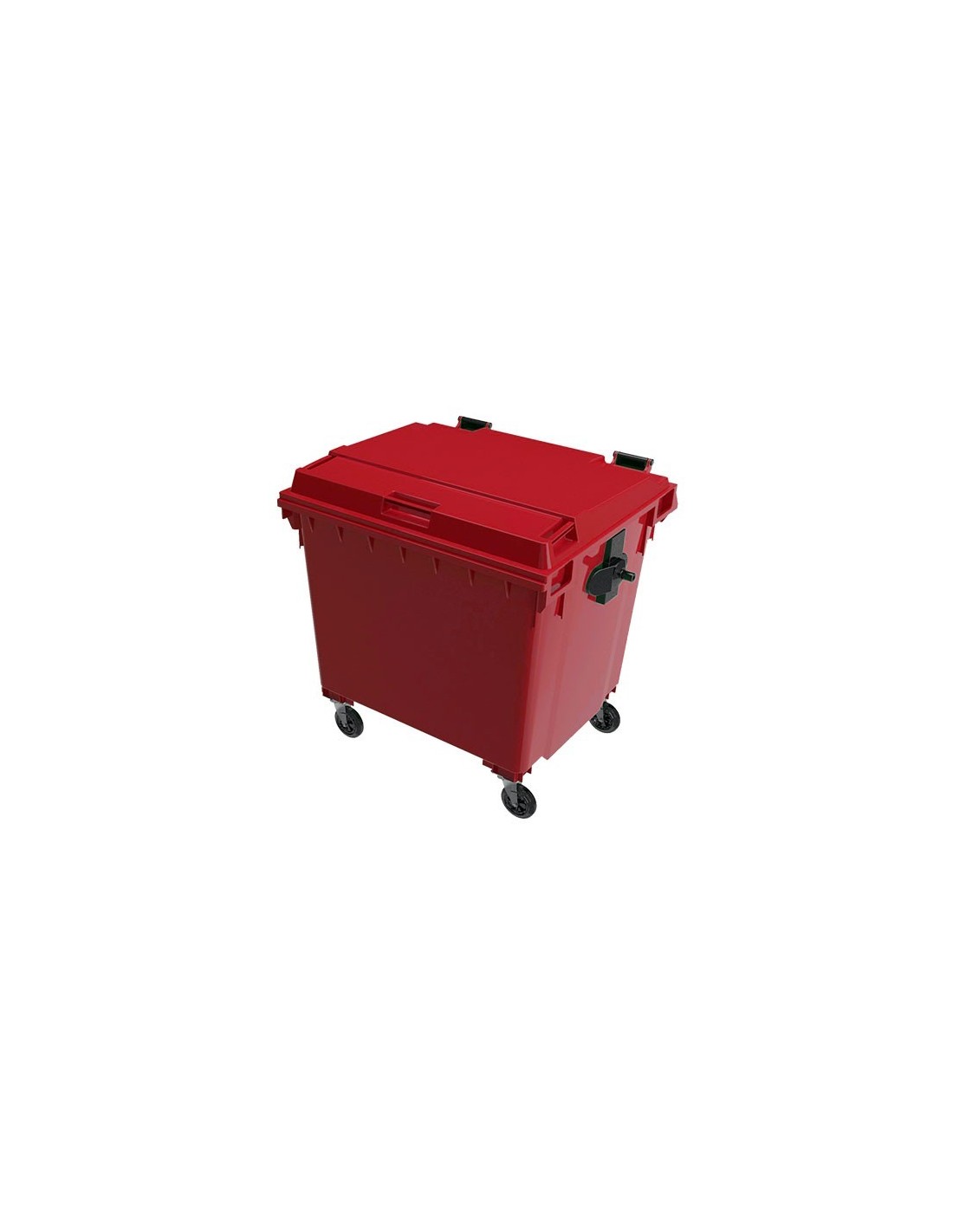 Contenedor de basura de plástico, DIN EN 840: capacidad 1100 l, A x H x P  1370 x 1470 x 1115 mm